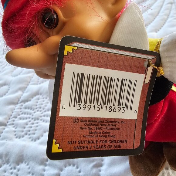 Russ Storybook Troll Pinocchio Plush Doll 5" Collectible With Tag - Picture 4 of 7